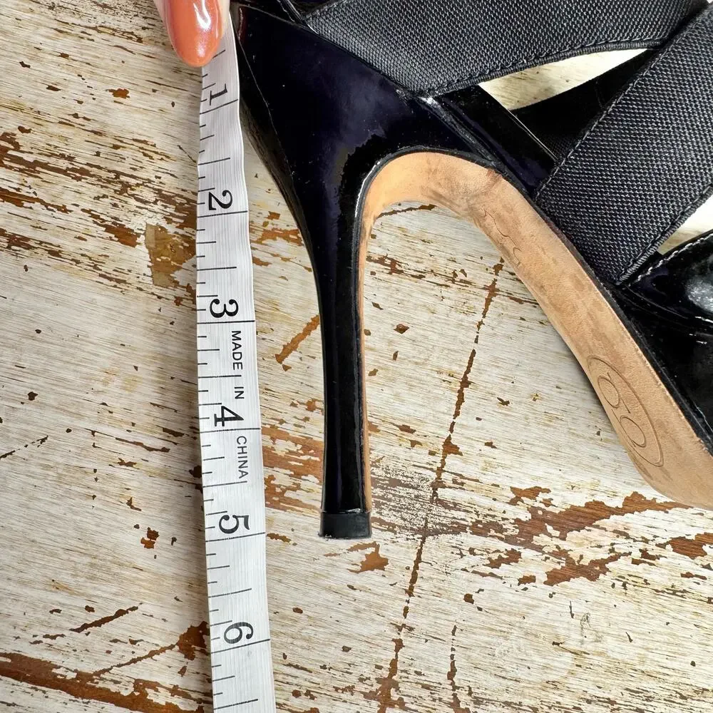 Bebe Black Criss Cross Ankle Strappy Platform Sandals 6M